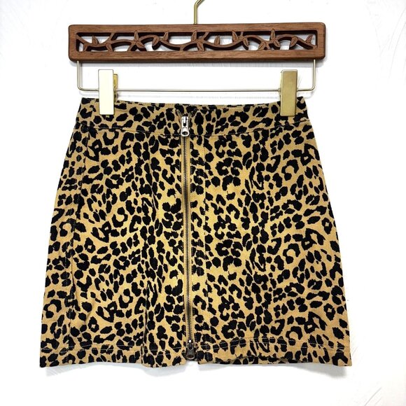 Altar'd State Animal Print Mini Skirt Full Zip Short Brown Leopard Womens XS - Picture 1 of 5